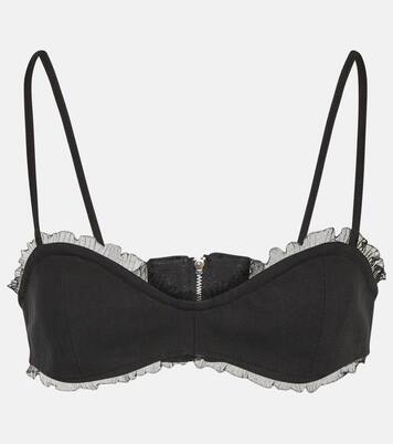 Bralette aus Baumwolle mit Spitze | Ganni