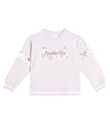 Logo floral cotton jersey sweatshirt | Monnalisa