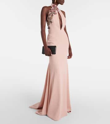 Robe longue à perles et fleurs | Costarellos