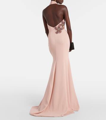 Robe longue à perles et fleurs | Costarellos