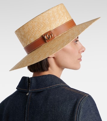Hut GG aus Stroh mit Leder | Gucci