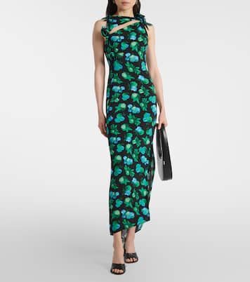 Embroidered printed asymmetric maxi dress | Coperni