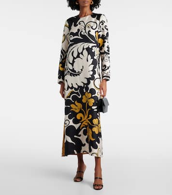 Bedrucktes Midikleid Swing aus Seiden-Twill | La DoubleJ