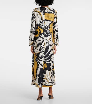 Bedrucktes Midikleid Swing aus Seiden-Twill | La DoubleJ