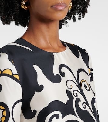 Bedrucktes Midikleid Swing aus Seiden-Twill | La DoubleJ