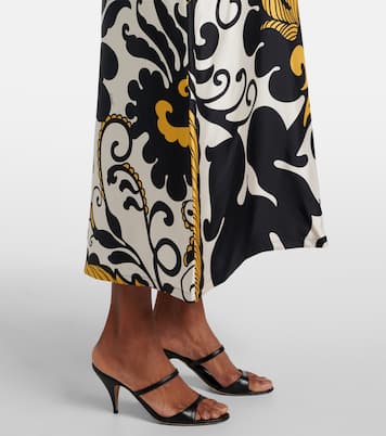 Bedrucktes Midikleid Swing aus Seiden-Twill | La DoubleJ