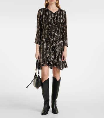 فستان قصير حرير مخلوط بنقشة ثعبان Octavia | Isabel Marant