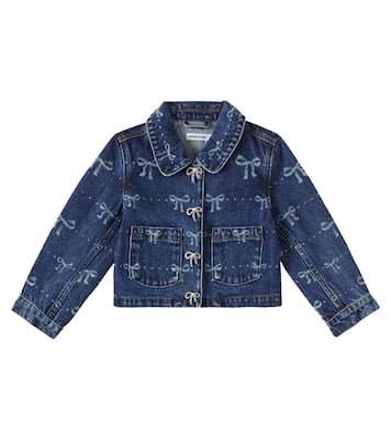 Bow embellished printed denim jacket | Self-Portrait Kids