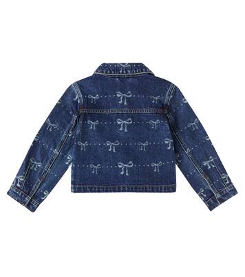 Bow embellished printed denim jacket | Self-Portrait Kids