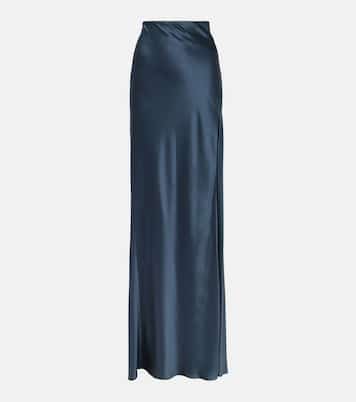 Asymmetric silk satin maxi skirt | The Sei