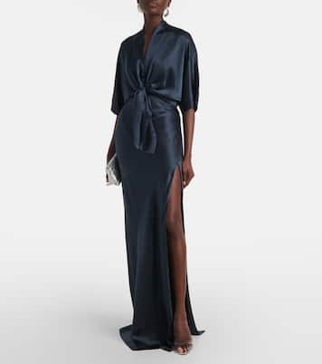 Asymmetric silk satin maxi skirt | The Sei