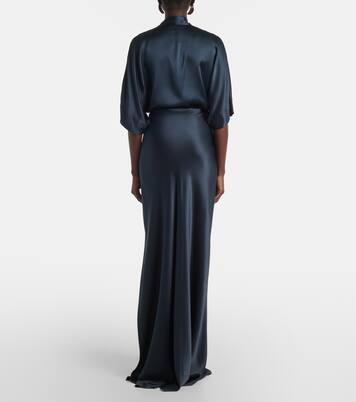 Asymmetric silk satin maxi skirt | The Sei