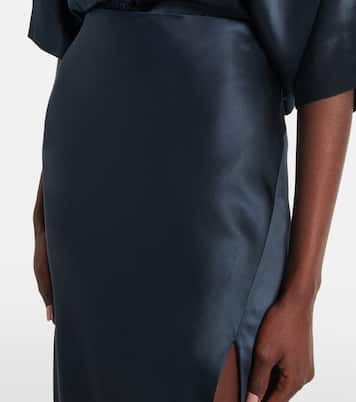 Asymmetric silk satin maxi skirt | The Sei