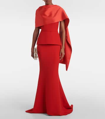 Evangelina caped crêpe gown | Safiyaa