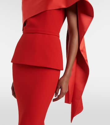 Evangelina caped crêpe gown | Safiyaa