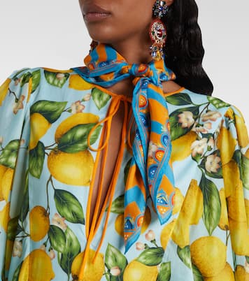 Foulard in twill di seta con stampa  | Dolce&Gabbana