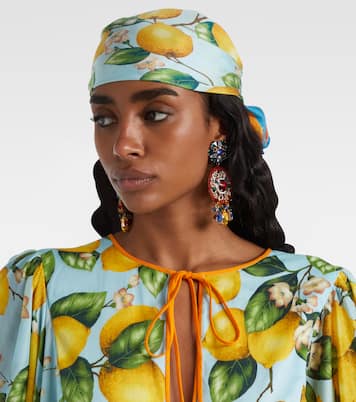 Foulard in twill di seta con stampa  | Dolce&Gabbana