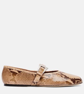 Sveva snake-effect leather ballet flats | Paris Texas