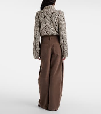 Pleated high-rise cotton wide-leg pants | Brunello Cucinelli