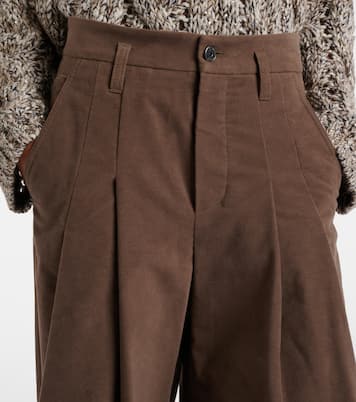 Pleated high-rise cotton wide-leg pants | Brunello Cucinelli