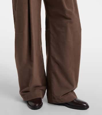 Pleated high-rise cotton wide-leg pants | Brunello Cucinelli