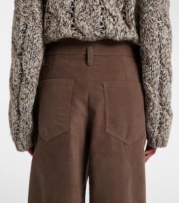 Pleated high-rise cotton wide-leg pants | Brunello Cucinelli