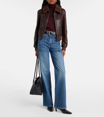 Shearling-trimmed leather jacket | Nili Lotan