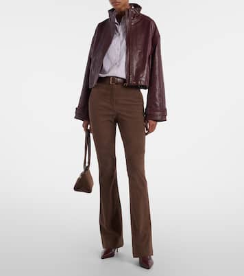 Chaqueta cropped Bateman de piel | Veronica Beard