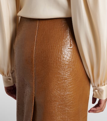 Embossed leather pencil skirt | Gucci