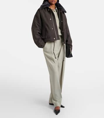 Shearling-trimmed suede blouson jacket | Victoria Beckham