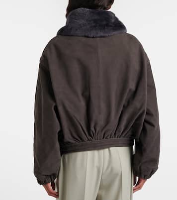 Shearling-trimmed suede blouson jacket | Victoria Beckham