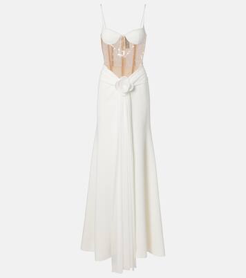 Floral-appliqué sequined bustier gown | David Koma