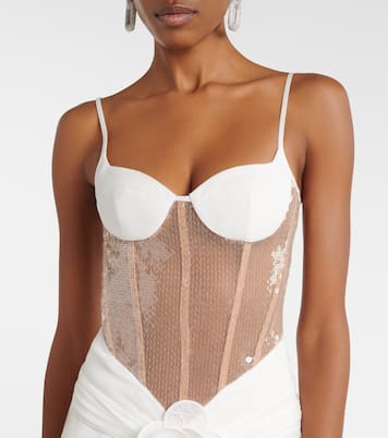 Floral-appliqué sequined bustier gown | David Koma