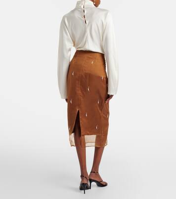 Verzierter Midirock aus Seidenorganza | Róhe