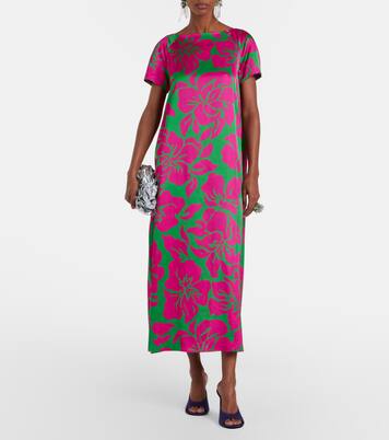 Floral satin midi dress | Dries Van Noten