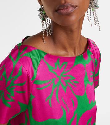 Floral satin midi dress | Dries Van Noten