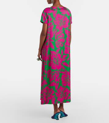 Floral satin midi dress | Dries Van Noten