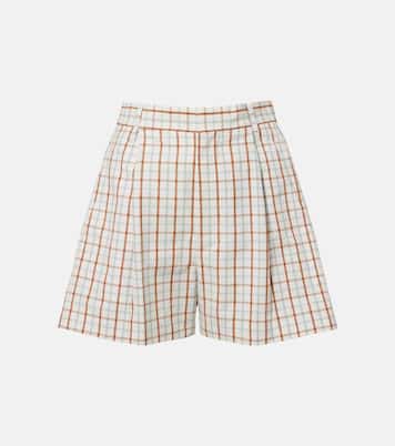 Checked pleated cotton shorts | Victoria Beckham