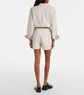 Checked pleated cotton shorts | Victoria Beckham