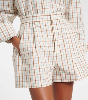 Checked pleated cotton shorts | Victoria Beckham