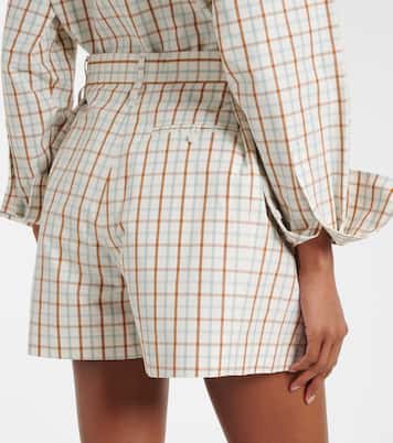 Checked pleated cotton shorts | Victoria Beckham