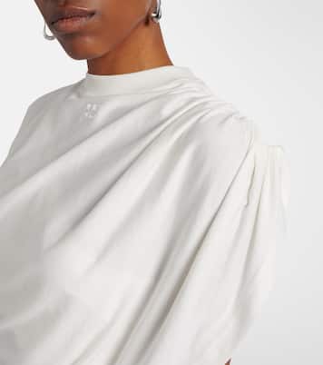 Ruched asymmetric cotton jersey T-shirt | Courrèges