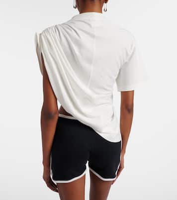 Ruched asymmetric cotton jersey T-shirt | Courrèges