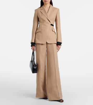 Pantaloni ampi in lino plissé | Max Mara