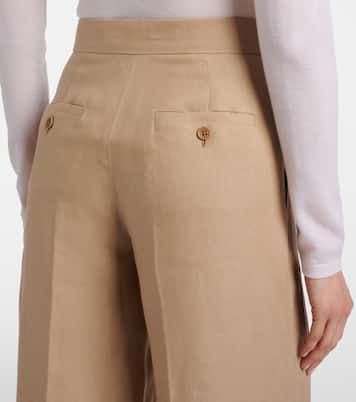 Pantaloni ampi in lino plissé | Max Mara