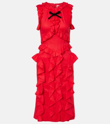 Bow-detail ruffled linen midi dress | Shushu/Tong