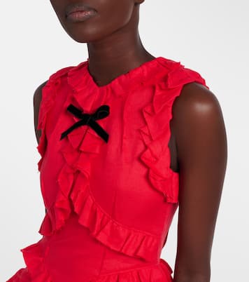 Bow-detail ruffled linen midi dress | Shushu/Tong