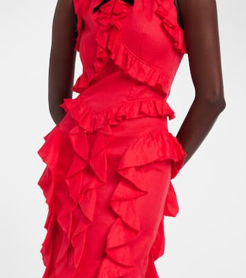 Bow-detail ruffled linen midi dress | Shushu/Tong