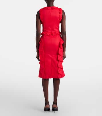 Bow-detail ruffled linen midi dress | Shushu/Tong