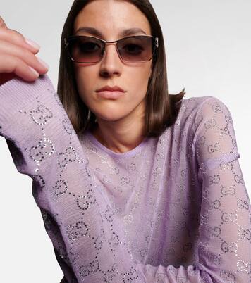 Eckige Sonnenbrille Interlocking G mit Kristallen | Gucci